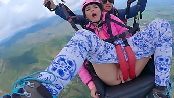 Female Pilot Experiences Extreme Pleasure During Paragliding At High Altitude